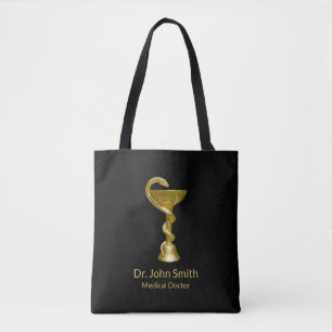 Bolso De Tela Classy Snake Bowl Hygieia Medical Gold Caduceus
