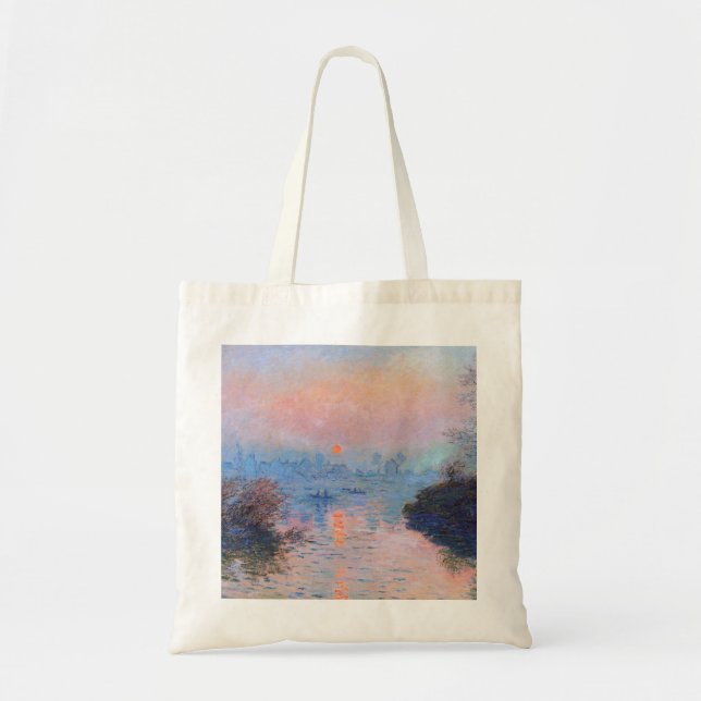 Bolso De Tela Claude Monet - Atardecer En El Sena (Frente)