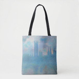 Bolso De Tela Claude Monet. Casas del Parlamento de Londres. Azu