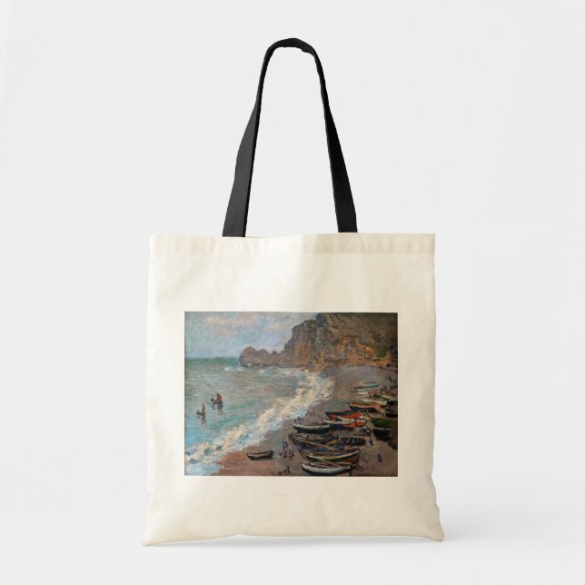 Bolso De Tela Claude Monet - La playa de Etretat (Frente)