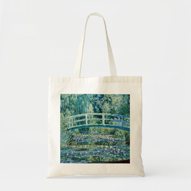 Bolso De Tela Claude Monet - Lilis De Agua Y Puente Japonés (Frente)