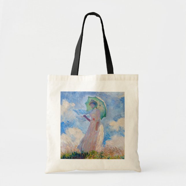 Bolso De Tela Claude Monet - Mujer con Parasol a la izquierda (Frente)