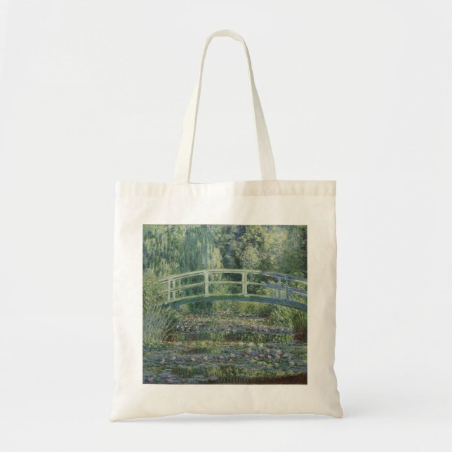 Bolso De Tela Claude Monet - Nieves Y Puente Japonés (Frente)