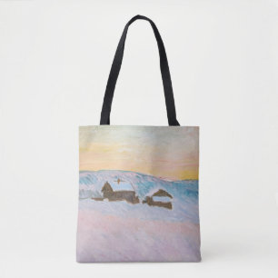 Bolso De Tela Claude Monet - Paisaje noruego, casas azules