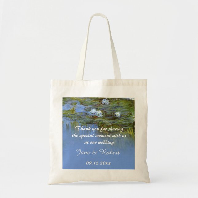 Bolso De Tela Claude Monet Waterlily, el favor de la boda (Frente)