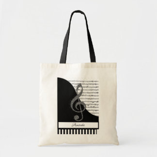 Bolso De Tela Clave de sol piano personalizado