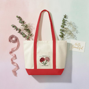 Bolso De Tela Clavel de Enero Personalizado Flor de Nacimiento