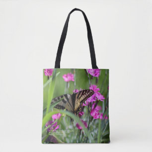 Bolso De Tela Clavel rosado y mariposa amarilla de Swallowtail
