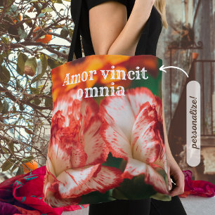 Bolso De Tela Claveles a rayas y gerbera