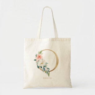 Bolso De Tela Clavera Floral Letra O Monograma Novia Regalo