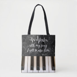 Bolso De Tela Claves de piano con cita de escritura