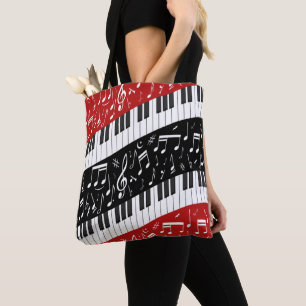 Bolso De Tela Claves de piano de curva y notas musicales