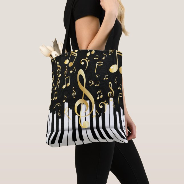 Bolso De Tela Claves de piano Elegante Music Note (Detalle)
