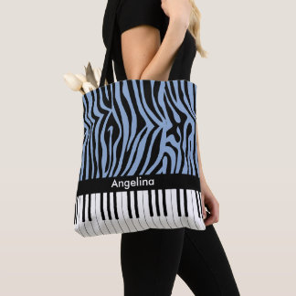 Bolso De Tela Claves de piano Impresión de cebra azul y negro