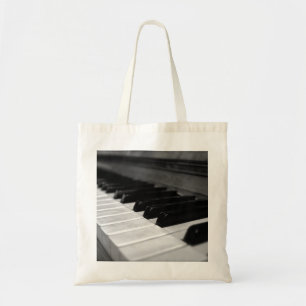 Bolso De Tela Claves de piano vintage; blanco y negro