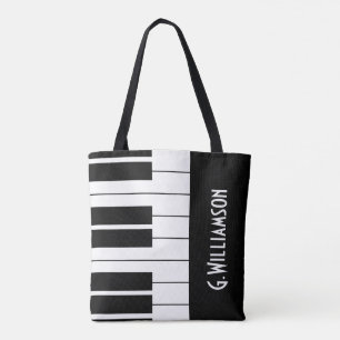 Bolso De Tela Claves musicales de piano Agregar su nombre