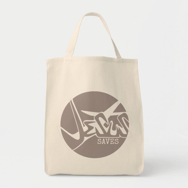 Bolso De Tela CLAY GRAY Jesus salva graffiti (Frente)