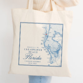 Bolso De Tela Clearwater Beach FL Blue Boda Bienvenida Tote Bag