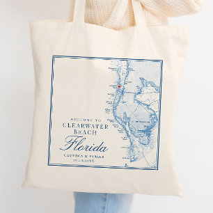 Bolso De Tela Clearwater Beach FL Blue Boda Bienvenida Tote Bag