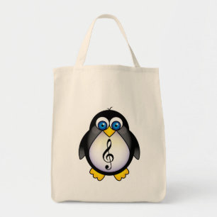 Bolso De Tela Clef agudo del pingüino de la música