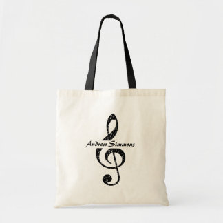Bolso De Tela Clef de sol personalizado en blanco y negro