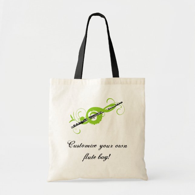 Bolso De Tela Clef & Flute Treble Personalizado (Frente)