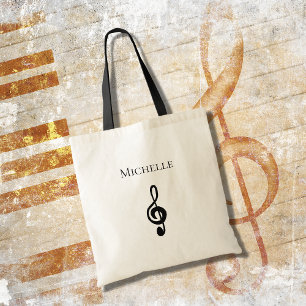 Bolso De Tela Clef Musical Treble Personalizada