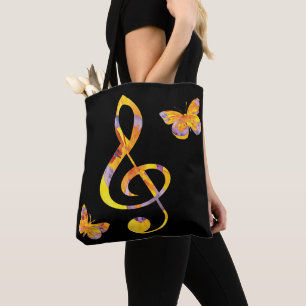 Bolso De Tela Clef y mariposas de color agua moderno