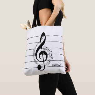 Bolso De Tela Clef Y Notas