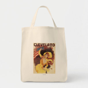 Bolso De Tela Cleveland monta en bicicleta al chica americano en