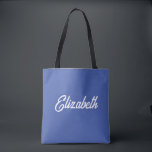Bolso De Tela Cliente Añadir su nombre Plantilla de texto Medio<br><div class="desc">Reemplace El Texto Del Nombre Del Guión Aquí Elegante Diseño Minimalista Moderno Plantilla De Tipografía Mediano Azul Shoulder Tote Bag.</div>