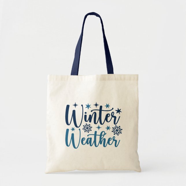Bolso De Tela Clima de invierno - Tipografía de vacaciones nevad (Frente)