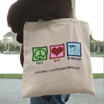 Bolso De Tela Clínica Personalizado de Endoscopia de Paz Amor<br><div class="desc">Endoscopía de amor por la paz con su texto personalizado. Un regalo lindo con un signo de paz,  corazón y endoscopio usados en procedimientos médicos para abarcar a un paciente.</div>