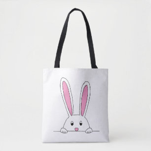 Bolso De Tela Clipart de conejo lindo Peaking Cute Animals Bunny