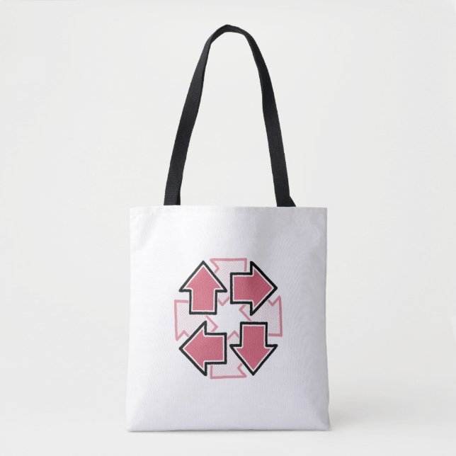 Bolso De Tela Clockwise Arrows Minimal Geometric Red (Anverso)