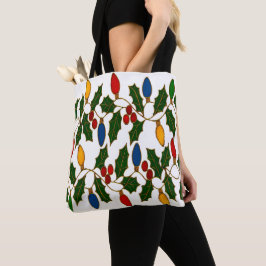 Bolso De Tela Cloisonne Art Christmas Lights and Holly
