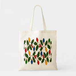 Bolso De Tela Cloisonne Art Christmas Lights and Holly