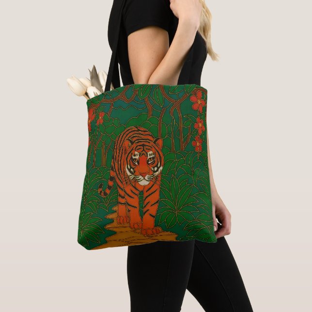 Bolso De Tela Cloisonne Art Tiger on the Jungle Path (Detalle)