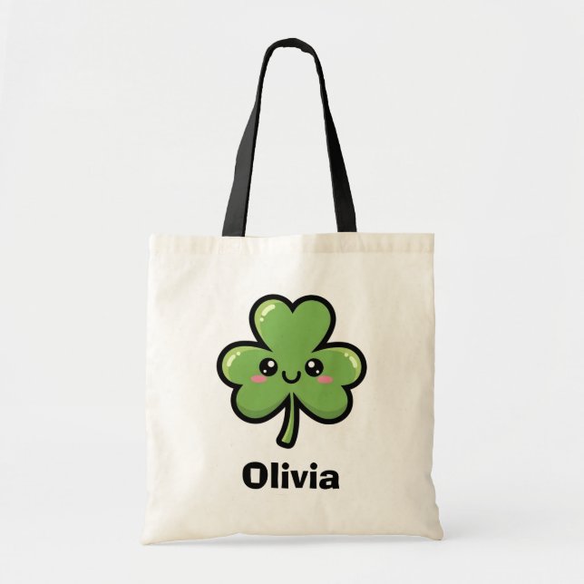 Bolso De Tela Clover Sonriente Adorable (Frente)