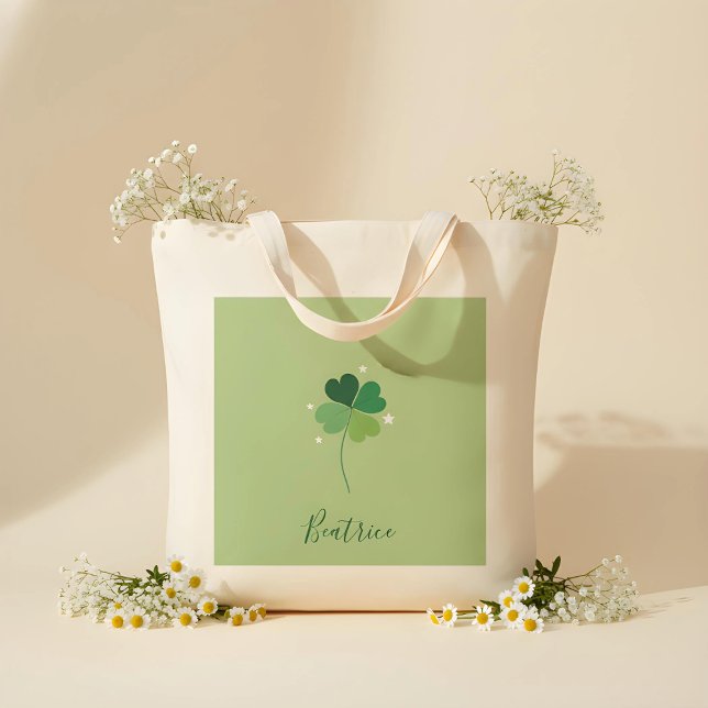 Bolso De Tela Clover Tote Bag – Green Floral Design (Subido por el creador)