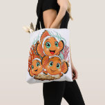 Bolso De Tela Clown fish Cartoon cute Family Underwater<br><div class="desc">Cute and Joyful little Clownfish Cartoon Characters swimming together on underwater Coral Reef Background. Original Vector Illustration Copyright BluedarkArt.</div>