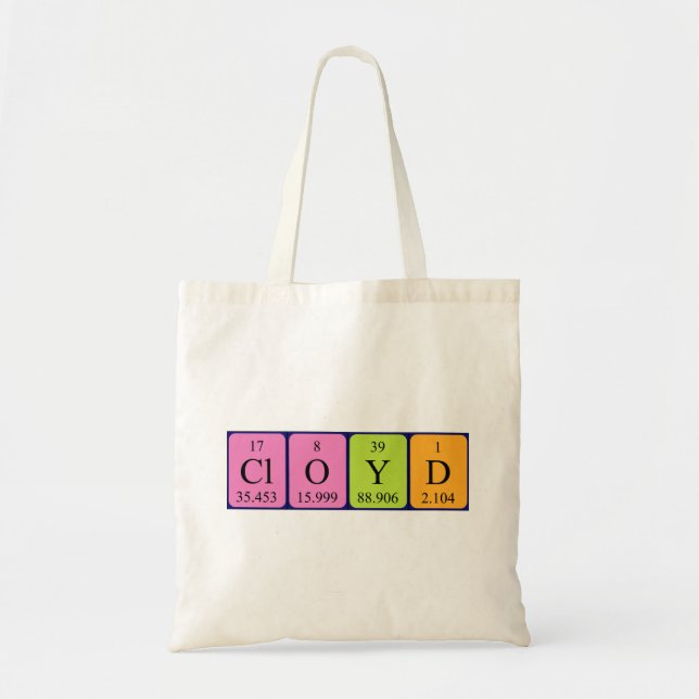 Bolso De Tela Cloyd nombre de tabla periódica tote bag (Frente)