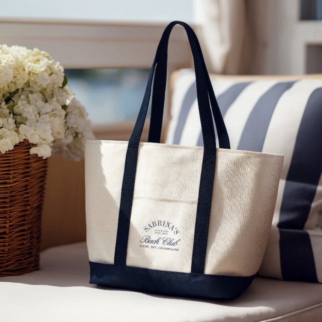 Bolso De Tela Club de Bach Naval y Crema Bachelorette Weekend (Navy & Cream Bach Club Bachelorette Weekend Tote Bag)