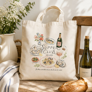 Bolso De Tela Club de Cena Costero Caprichoso Acuarela