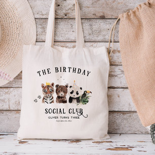 Bolso De Tela Club de Cumpleaños   Nombre de Niños Animales de l