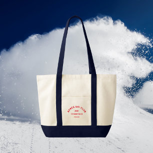 Bolso De Tela Club de Esquí Après Estación de Esquí Rojo Escudo