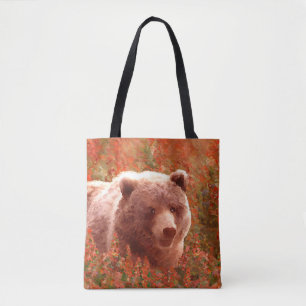 Bolso De Tela Club de oso pardo en pintura de marihuana de fuego