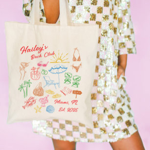 Bolso De Tela Club de Playa Personalizado para Despedida de Solt