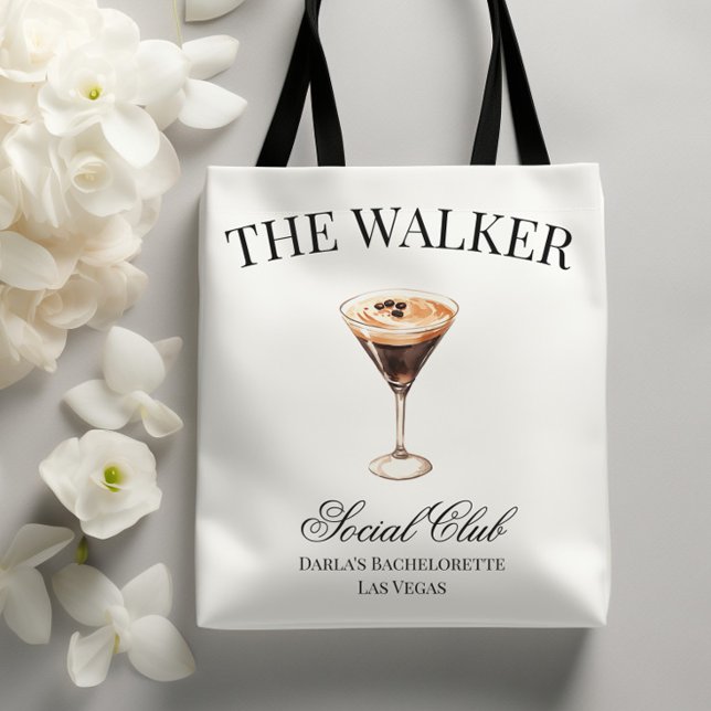 Bolso De Tela Club Social Cocktail Espresso Martini Bachelorette (Custom Name Social Club Tote Bag)