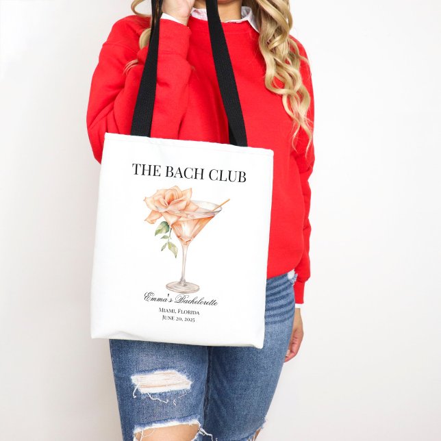 Bolso De Tela Club Social personalizado Rubor Cocktail Bachelore (Custom Club Blush Cocktail Tote Bag)